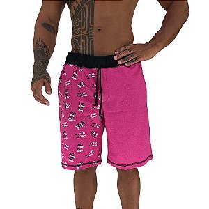 Bermuda Masculina Moletom MXD Conceito No Pain No Gain Rosa Pink