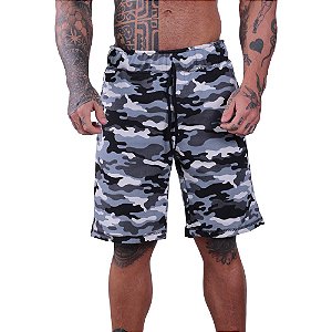 Bermuda Masculina Moletom MXD Conceito Camuflado Cinza Ártico