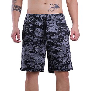 Bermuda Masculina Moletom MXD Conceito Camuflado Cinza Quadricular