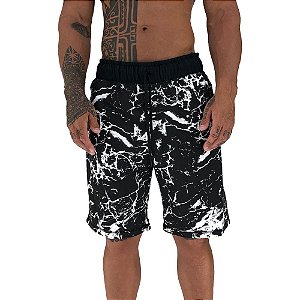 Bermuda Masculina Moletom MXD Conceito Preto Rachaduras Brancas - MXD  Conceito