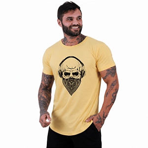 Camiseta Longline Manga Curta MXD Conceito Caveira Com Bandana