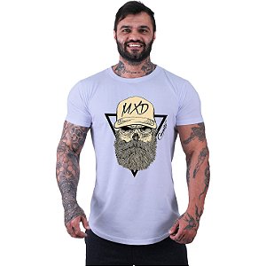 Camiseta Longline Masculina Manga Curta MXD Conceito Caveira Lenhadora