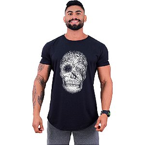 Camiseta Longline Masculina Manga Curta MXD Conceito Forest Skull