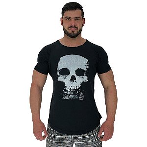 Camiseta Longline Masculina Manga Curta MXD Conceito Skull X-Ray