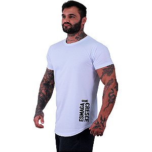 Camiseta Longline Masculina MXD Conceito Estampa Lateral Esmaga que Cresce