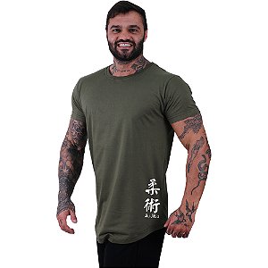 Camiseta Longline Masculina MXD Conceito Estampa Lateral Jiu Jitsu