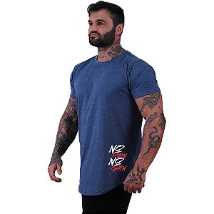 Camiseta Longline Masculina MXD Conceito Estampa Lateral No Pain No Gain Vertical
