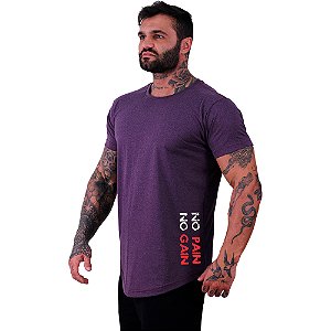 Camiseta Longline Masculina MXD Conceito Estampa Lateral No Pain No Gian Vertical