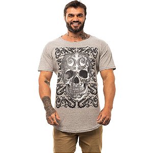 Camiseta Longline Masculina MXD Conceito Limitada Dragon Skull Dragão Oriental