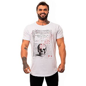 Camiseta Longline Masculina MXD Conceito Limitada Escritura da Caveira com Sangue