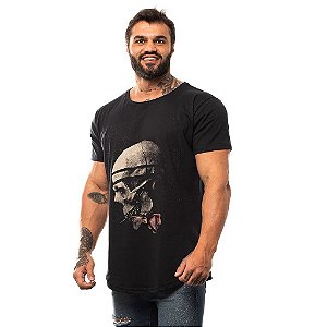 Camiseta Longline Masculina MXD Conceito Limitada Skull And Rose