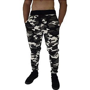 Calça Masculina Moletom MXD Conceito Camuflado Black and White