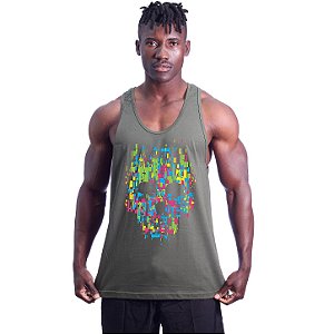Regata Cavada Masculina MXD Conceito Caveira Abstrata Skull Color