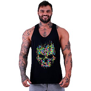 Regata Cavada Masculina MXD Conceito Caveira Abstrata Skull Color