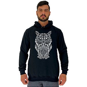 Blusa Moletom Masculino MXD Conceito Com Touca Coruja Mosaico