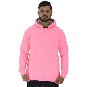 Blusa Moletom Masculino MXD Conceito Com Touca Rosa Fluorescente