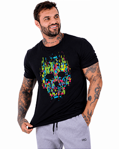 Camiseta Tradicional Manga Curta MXD Conceito Caveira Abstrata