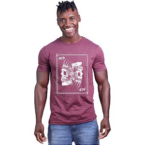 Camiseta Tradicional Manga Curta MXD Conceito Caveira Indígena Cocar