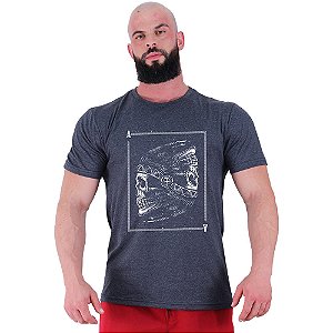 Camiseta Tradicional Manga Curta MXD Conceito Caveira Indígena Cocar
