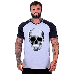 Camiseta Tradicional Masculina Manga Curta MXD Conceito Caveira Pontilhada