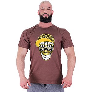 Camiseta Tradicional Manga Curta MXD Conceito Caveira Sorriso De Ouro