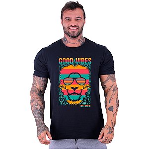 Camiseta Tradicional Masculina Manga Curta MXD Conceito Lion Good Vibes