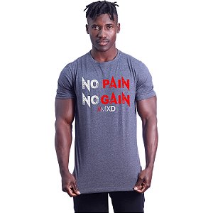 Camiseta Tradicional Masculina Manga Curta MXD Conceito No Pain No Gain Letreiro