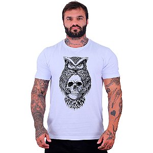 Camiseta Tradicional Masculina Manga Curta MXD Conceito Owl And Skull