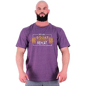 Camiseta Tradicional Masculina Manga Curta MXD Conceito Squat Repeat Agachamento