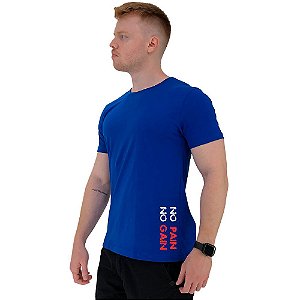 Camiseta Tradicional Masculina MXD Conceito Estampa Lateral No Pain No Gain Vertical