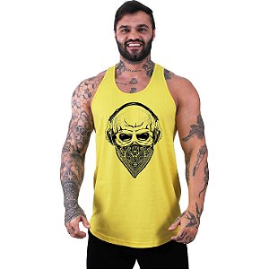 Regata Longline Masculina MXD Conceito Caveira Bandana com Fone