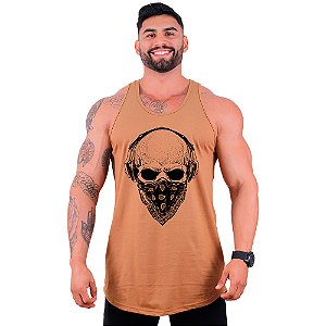 Regata Longline Masculina MXD Conceito Caveira Bandana com Fone