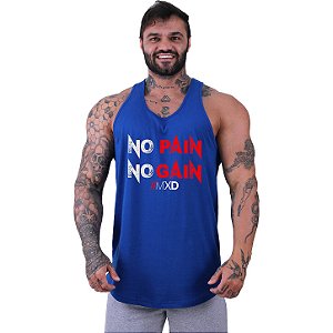 Regata Longline Masculina MXD Conceito No Pain No Gain Letreiro Vermelho