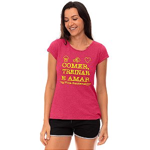 Camiseta Babylook Feminina MXD Conceito Comer, Treinar e Amar