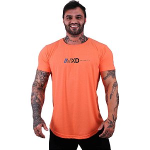 Camiseta Longline 50/50 Algodão e Poliéster Masculina MXD Conceito Laranja Fluorescente