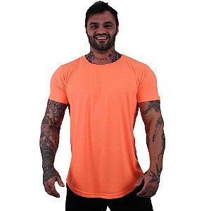 Camiseta Longline 50/50 Algodão e Poliéster Masculina MXD Conceito Laranja Fluorescente