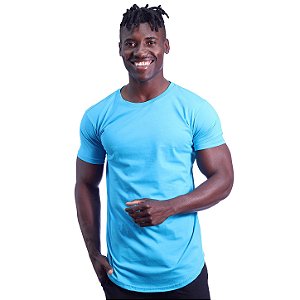 Camiseta Longline 100% Algodão Masculina MXD Conceito Azul Piscina