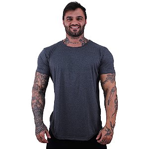 Camiseta Longline 50/50 Algodão e Poliéster Masculina MXD Conceito Mescla Black