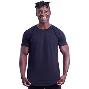 Camiseta Longline 100% Algodão Masculina MXD Conceito Preto Básico