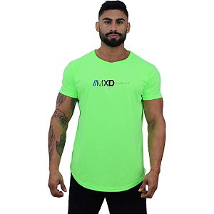 Camiseta Longline 50/50 Algodão e Poliéster Masculina MXD Conceito Verde Fluorescente