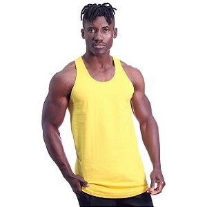 Regata Longline Cavada Lisa Masculina MXD Conceito 100% Algodão Amarela