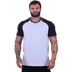 Camiseta Tradicional Masculina MXD Conceito Preto com Mescla Alvejado