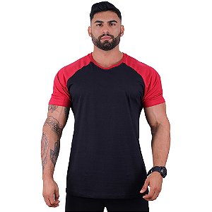 Camiseta Tradicional Masculina MXD Conceito Vermelho com Preto