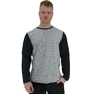 Camiseta Manga Longa Masculina MXD Conceito Rajado Jet Detalhes Pretos