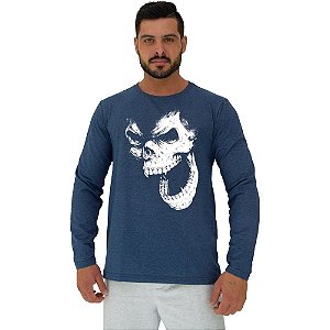 Camiseta Manga Longa Moletinho MXD Conceito Monkey Skull Gorila Caveira