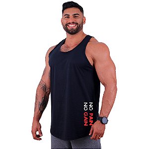 Regata Longline Masculina MXD Conceito Estampa Lateral No Pain No Gain Vertical