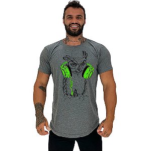 Camiseta Longline Manga Curta MXD Conceito Coruja com Fone