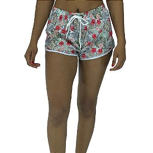 Shortinho Feminino Poliéster Marphim Floral Red