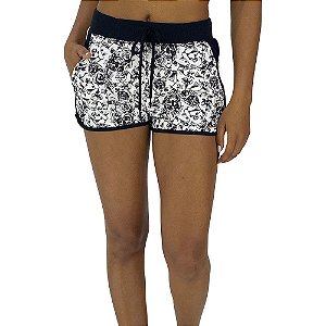 Shortinho Feminino Moletinho MXD Conceito Branco Caveira Floral