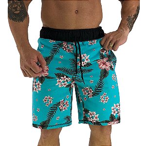 Bermuda Masculina Moletom MXD Conceito Folhas e Flores da Primavera